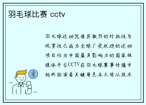 羽毛球比赛 cctv