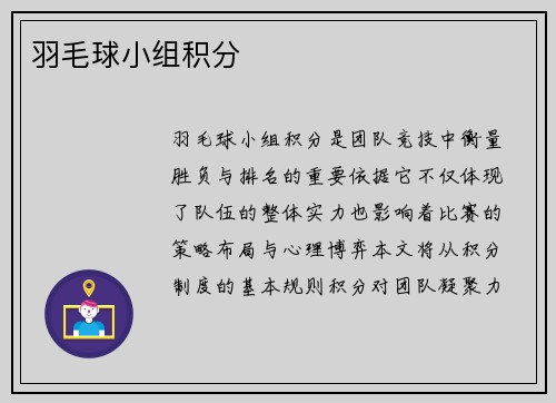 羽毛球小组积分